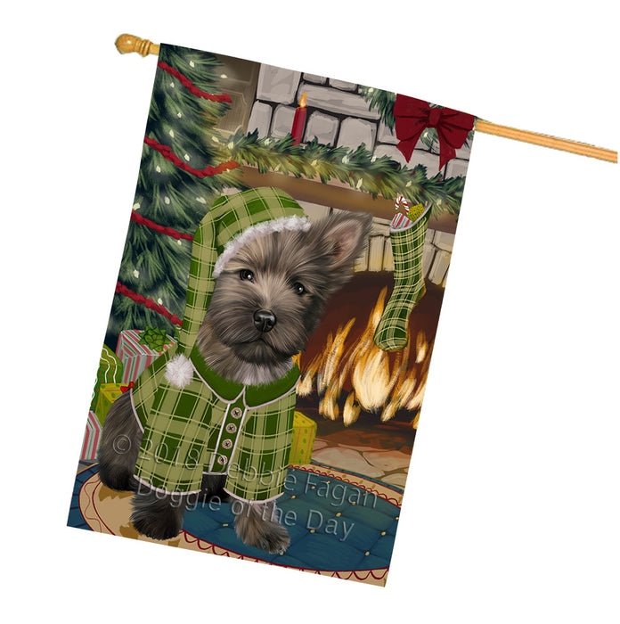 The Stocking was Hung Cairn Terrier Dog House Flag FLG55692