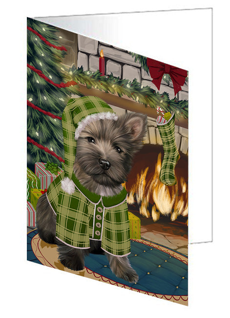 The Stocking was Hung Bull Terrier Dog Handmade Artwork Assorted Pets Greeting Cards and Note Cards with Envelopes for All Occasions and Holiday Seasons GCD70259