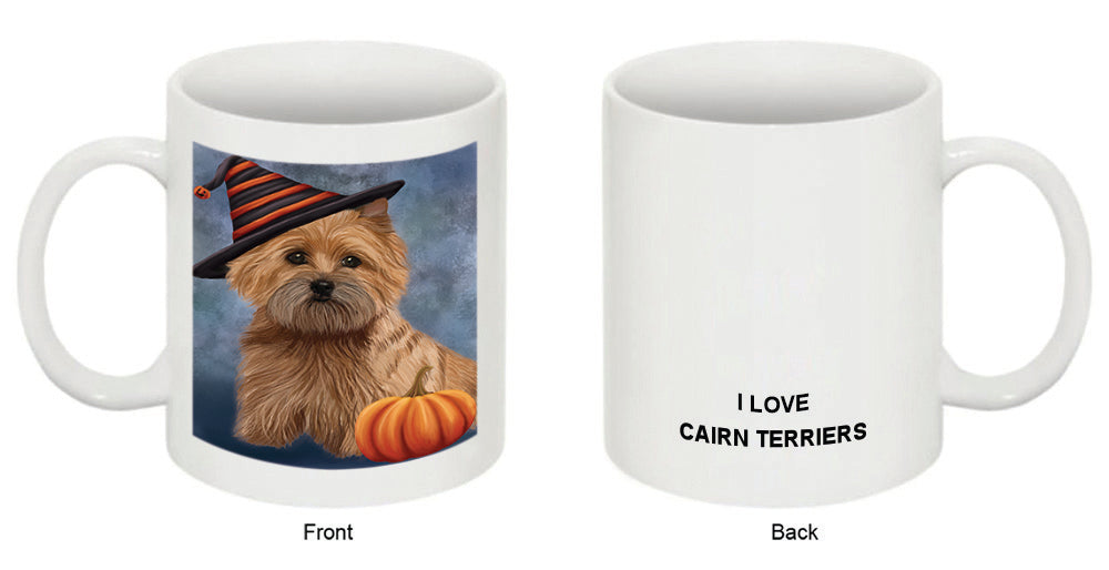 Happy Halloween Cairn Terrier Dog Wearing Witch Hat with Pumpkin Coffee Mug MUG50274