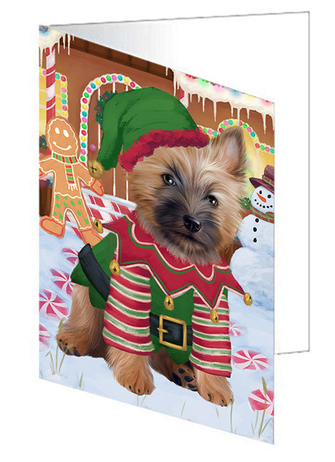 Christmas Gingerbread House Candyfest Cairn Terrier Dog Handmade Artwork Assorted Pets Greeting Cards and Note Cards with Envelopes for All Occasions and Holiday Seasons GCD73394