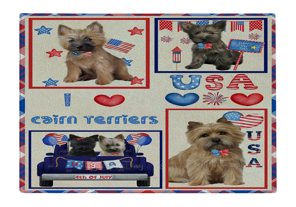 4th of July Independence Day I Love USA Cairn Terrier Dogs Cutting Board - For Kitchen - Scratch & Stain Resistant - Designed To Stay In Place - Easy To Clean By Hand - Perfect for Chopping Meats, Vegetables