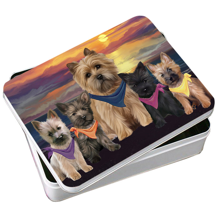 Family Sunset Portrait Cairn Terriers Dog Photo Storage Tin PITN50246