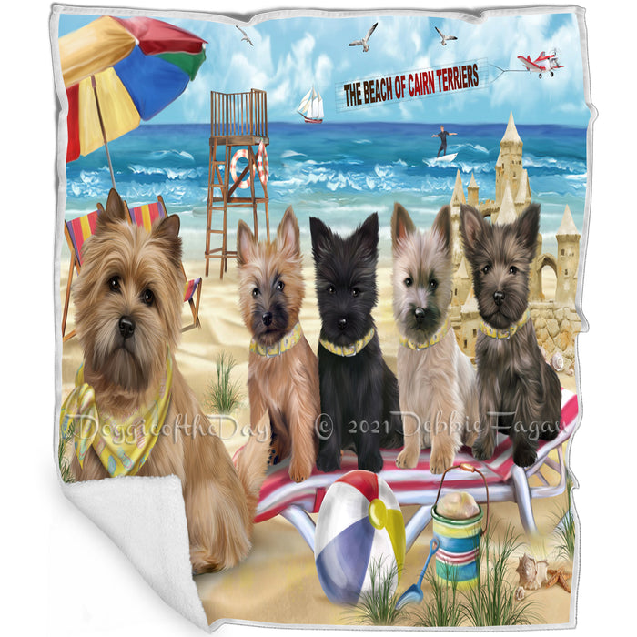 Pet Friendly Beach Cairn Terriers Dog Blanket BLNKT52788
