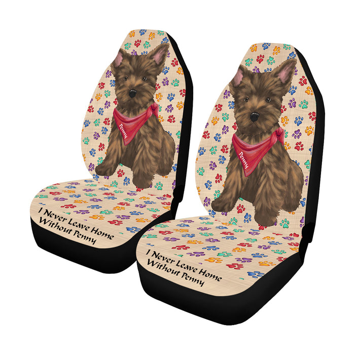 Personalized I Never Leave Home Paw Print Cairn Terrier Dogs Pet Front Car Seat Cover (Set of 2)
