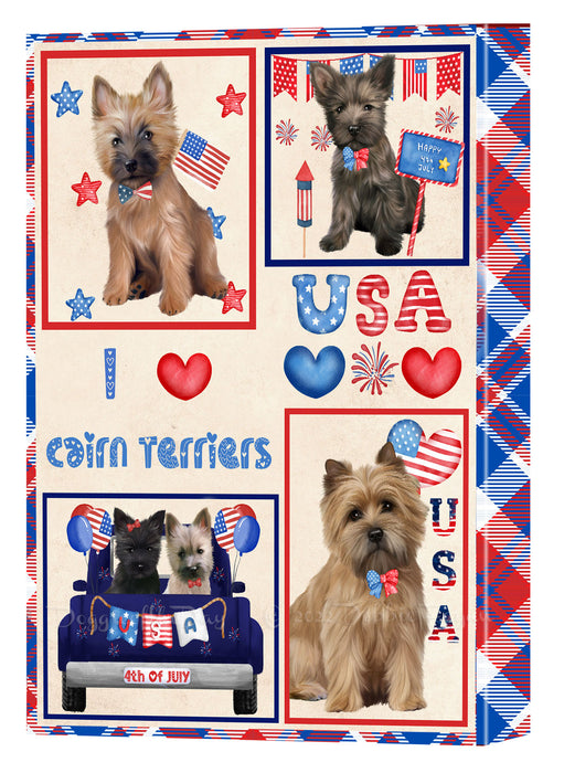 4th of July Independence Day I Love USA Cairn Terrier Dogs Canvas Wall Art - Premium Quality Ready to Hang Room Decor Wall Art Canvas - Unique Animal Printed Digital Painting for Decoration