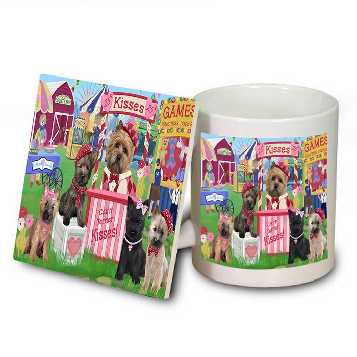 Carnival Kissing Booth Cairn Terriers Dog Mug and Coaster Set MUC56275