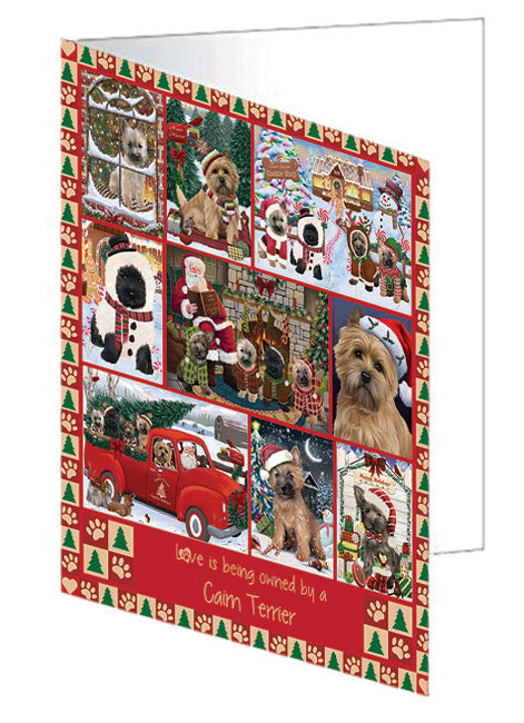 Love is Being Owned Christmas Cairn Terrier Dogs Handmade Artwork Assorted Pets Greeting Cards and Note Cards with Envelopes for All Occasions and Holiday Seasons GCD78866