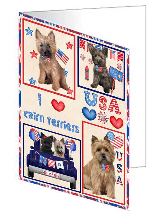 4th of July Independence Day I Love USA Cairn Terrier Dogs Handmade Artwork Assorted Pets Greeting Cards and Note Cards with Envelopes for All Occasions and Holiday Seasons