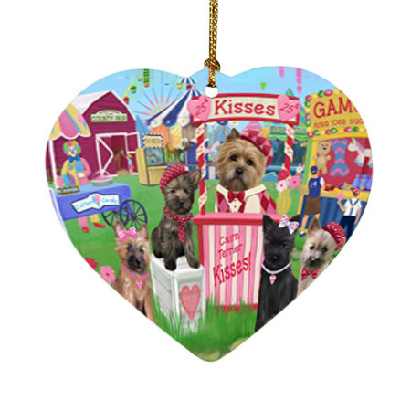 Carnival Kissing Booth Cairn Terriers Dog Heart Christmas Ornament HPOR56639