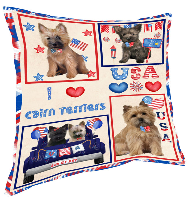 4th of July Independence Day I Love USA Cairn Terrier Dogs Pillow with Top Quality High-Resolution Images - Ultra Soft Pet Pillows for Sleeping - Reversible & Comfort - Ideal Gift for Dog Lover - Cushion for Sofa Couch Bed - 100% Polyester