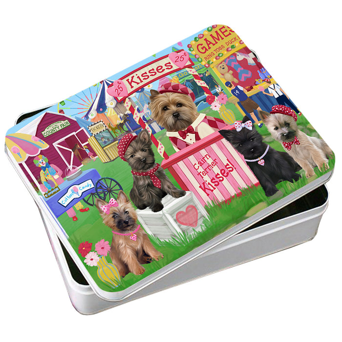 Carnival Kissing Booth Cairn Terriers Dog Photo Storage Tin PITN56226