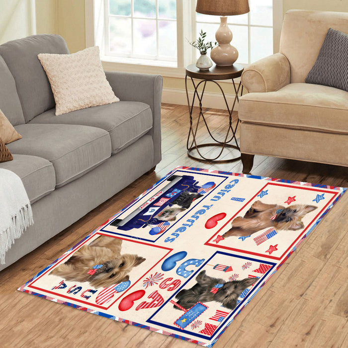 4th of July Independence Day I Love USA Cairn Terrier Dogs Area Rug - Ultra Soft Cute Pet Printed Unique Style Floor Living Room Carpet Decorative Rug for Indoor Gift for Pet Lovers