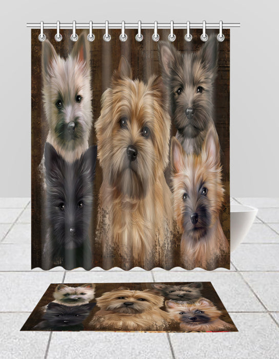 Rustic Cairn Terrier Dogs  Bath Mat and Shower Curtain Combo