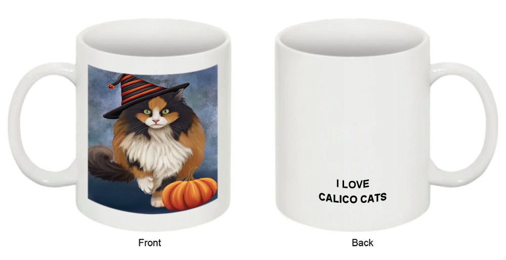 Happy Halloween Calico Cat Wearing Witch Hat with Pumpkin Coffee Mug MUG50276
