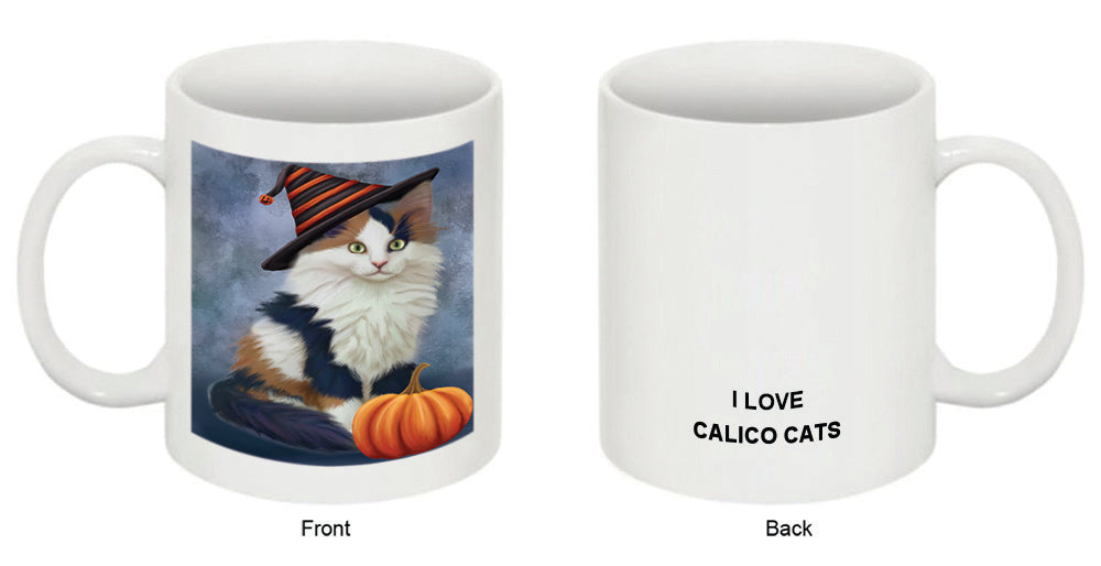 Happy Halloween Calico Cat Wearing Witch Hat with Pumpkin Coffee Mug MUG50277