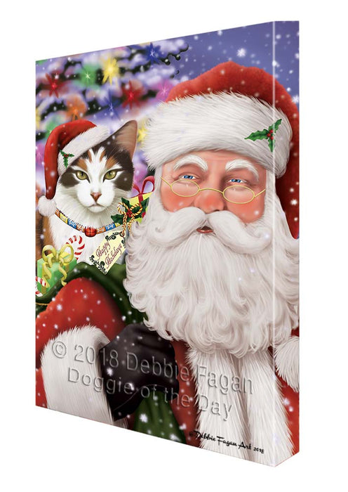 Santa Carrying Calico Cat and Christmas Presents Canvas Print Wall Art Décor CVS119402