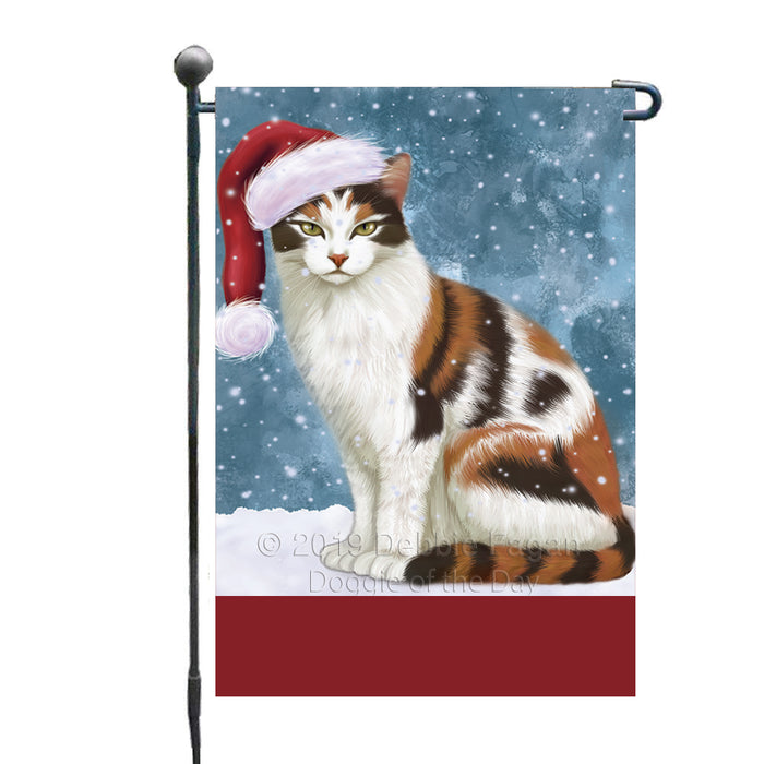 Personalized Let It Snow Happy Holidays Calico Cat Custom Garden Flags GFLG-DOTD-A62303