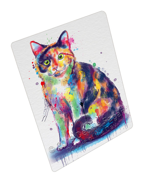 Watercolor Calico Cat Cutting Board - For Kitchen - Scratch & Stain Resistant - Designed To Stay In Place - Easy To Clean By Hand - Perfect for Chopping Meats, Vegetables