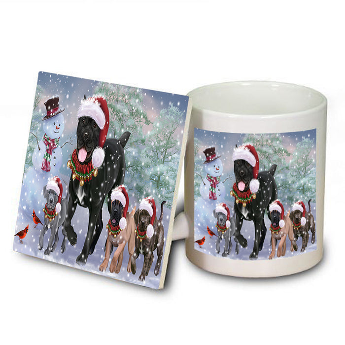 Christmas Running Family Cane Corso Dogs Mug and Coaster Set MUC57120