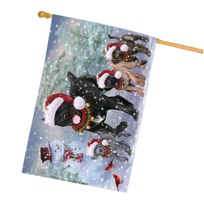 Christmas Running Family Cane Corso Dogs House Flag FLG65152