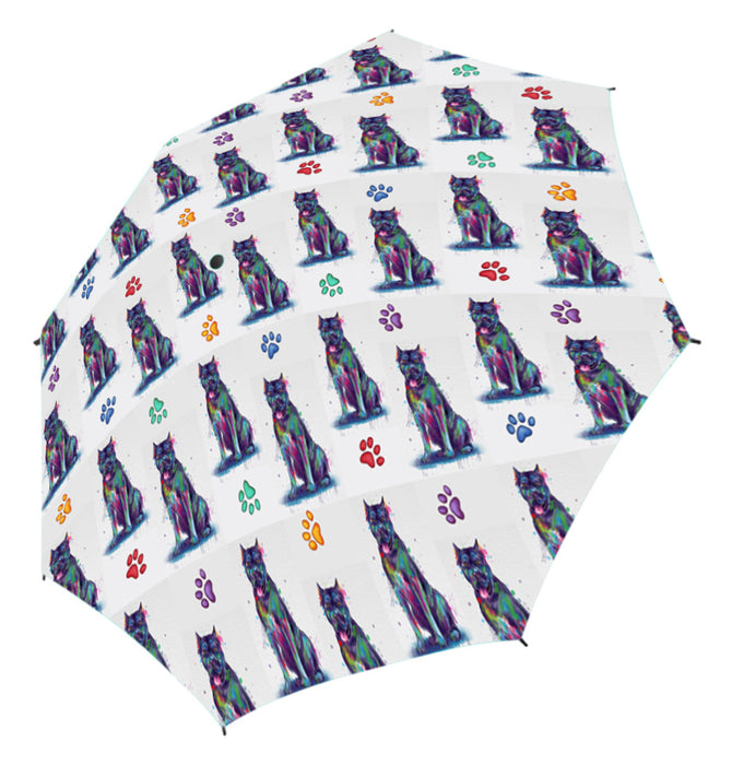 Watercolor Mini Cane Corso DogsSemi-Automatic Foldable Umbrella