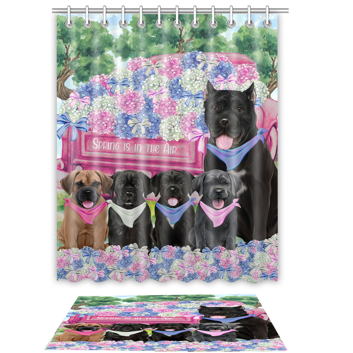 Cane Corso Shower Curtain & Bath Mat Set, Custom, Explore a Variety of Designs, Personalized, Curtains with hooks and Rug Bathroom Decor, Halloween Gift for Dog Lovers