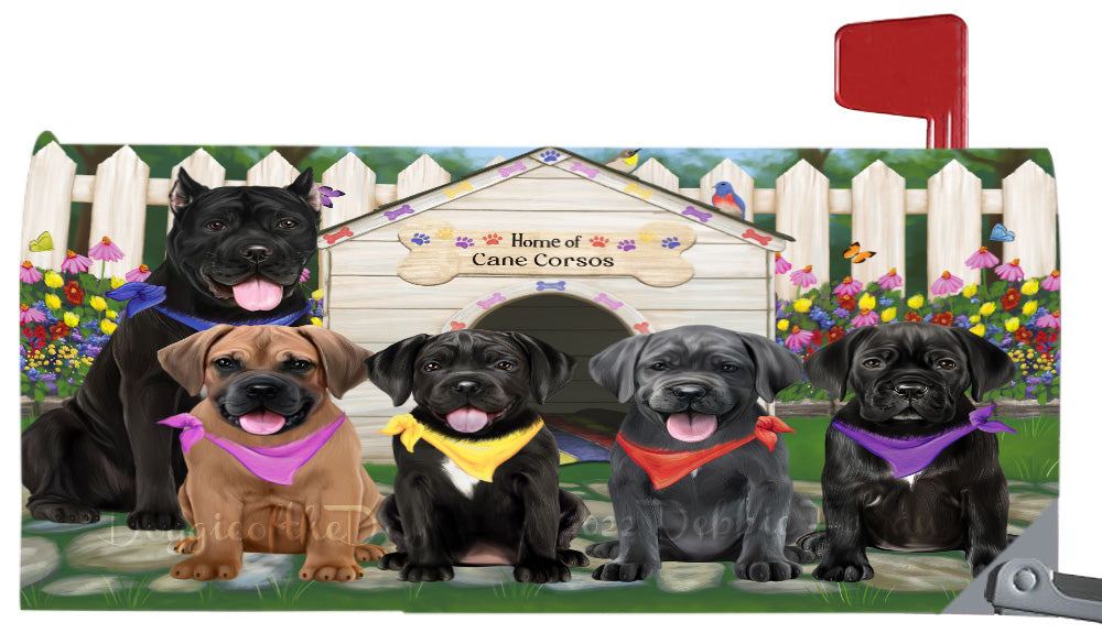 Spring Dog House Cane Corso Dogs Magnetic Mailbox Cover Both Sides Pet Theme Printed Decorative Letter Box Wrap Case Postbox Thick Magnetic Vinyl Material