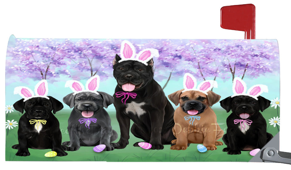 Easter Holiday Family Cane Corso Dog Magnetic Mailbox Cover Both Sides Pet Theme Printed Decorative Letter Box Wrap Case Postbox Thick Magnetic Vinyl Material