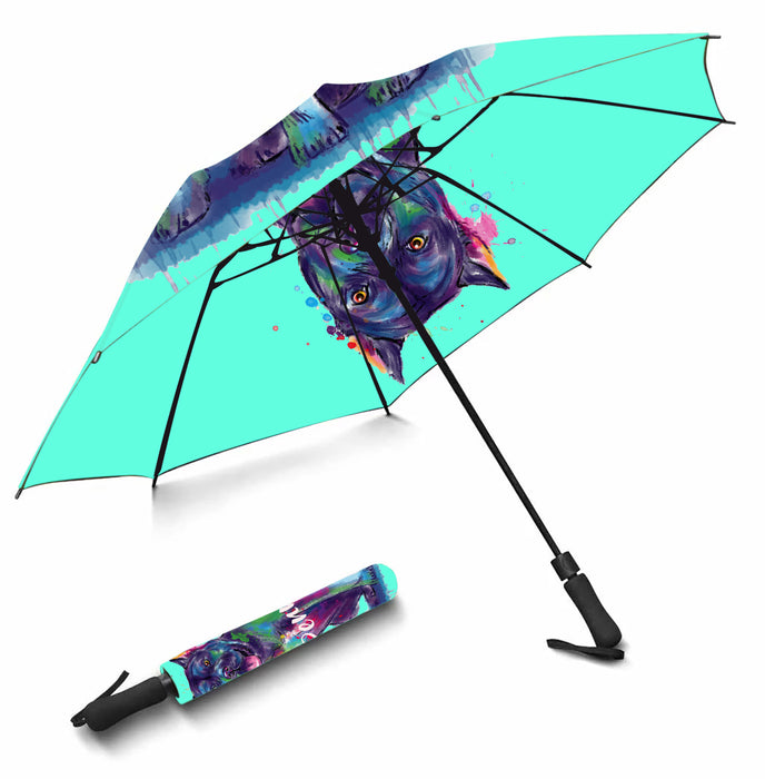 Custom Pet Name Personalized Watercolor Cane Corso DogSemi-Automatic Foldable Umbrella