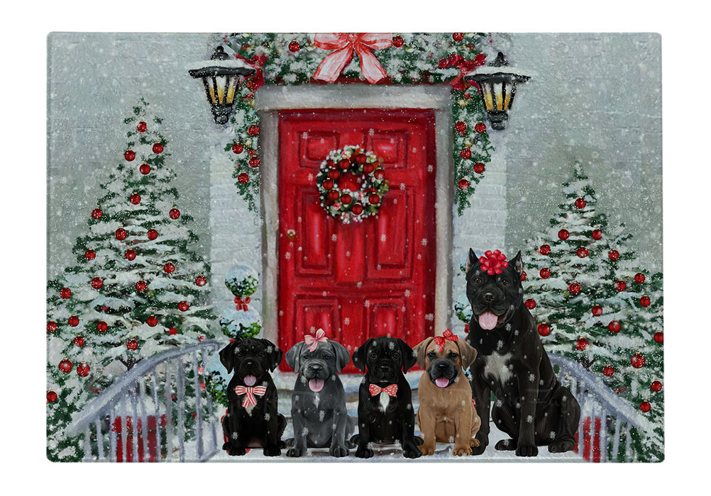 Christmas Holiday Welcome Cane Corso Dogs Cutting Board - For Kitchen - Scratch & Stain Resistant - Designed To Stay In Place - Easy To Clean By Hand - Perfect for Chopping Meats, Vegetables