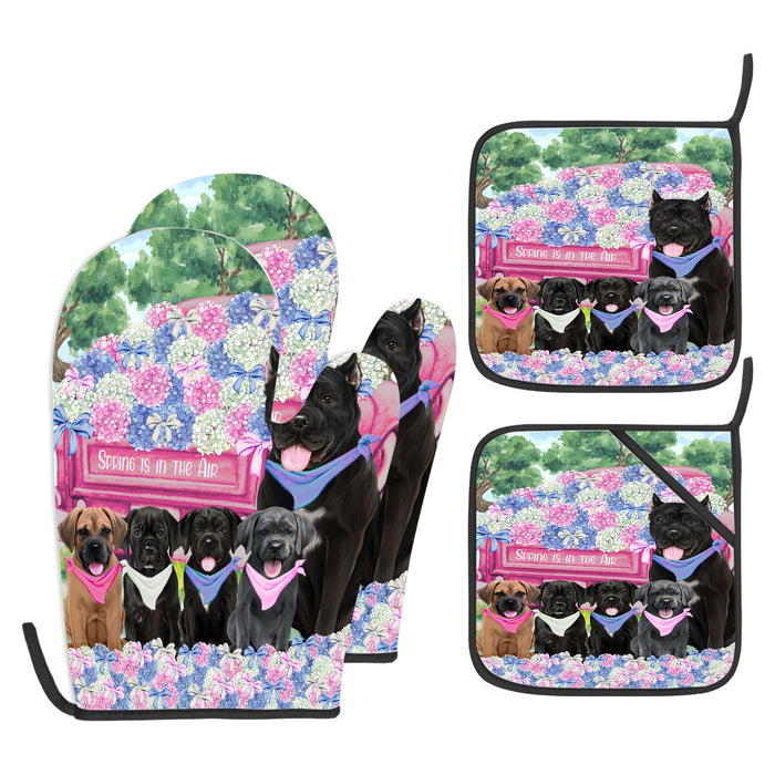 Cane Corso Oven Mitts and Pot Holder Set: Explore a Variety of Designs, Personalized, Potholders with Kitchen Gloves for Cooking, Custom, Halloween Gifts for Dog Mom