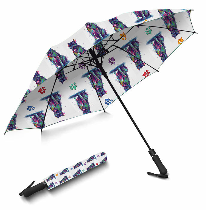Watercolor Mini Cane Corso DogsSemi-Automatic Foldable Umbrella
