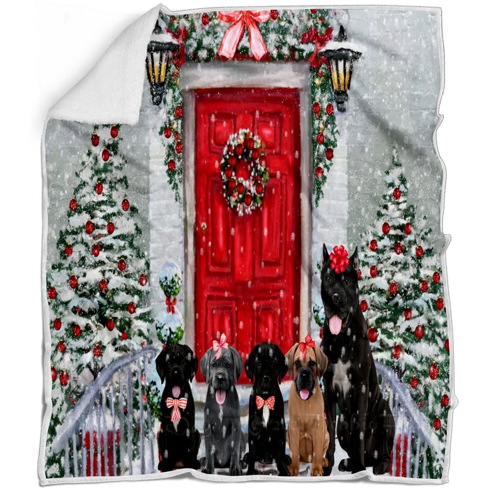 Christmas Holiday Welcome Cane Corso Dogs Blanket - Lightweight Soft Cozy and Durable Bed Blanket - Animal Theme Fuzzy Blanket for Sofa Couch