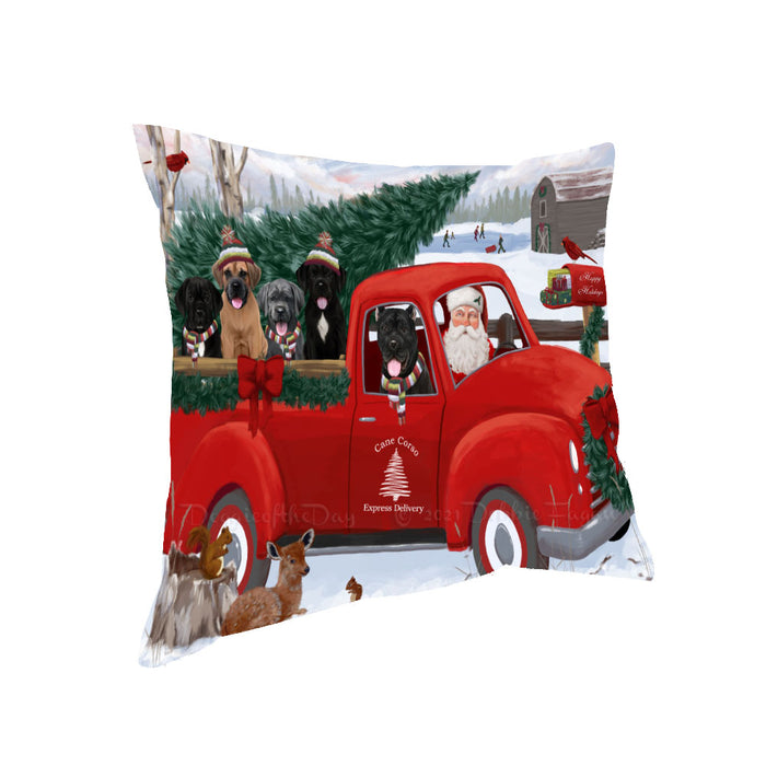 Christmas Santa Express Delivery Red Truck Cane Corso Dogs Pillow with Top Quality High-Resolution Images - Ultra Soft Pet Pillows for Sleeping - Reversible & Comfort - Ideal Gift for Dog Lover - Cushion for Sofa Couch Bed - 100% Polyester