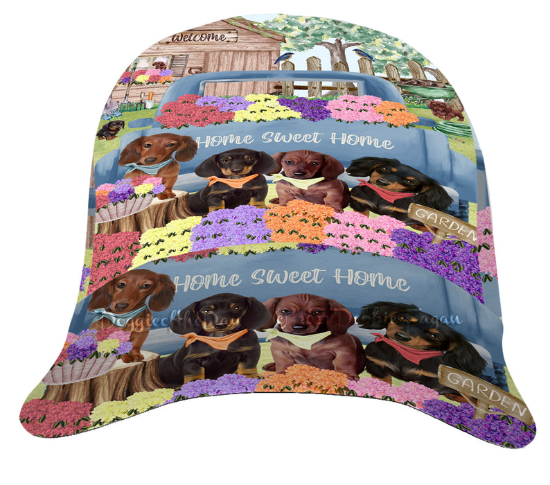 Rhododendron Home Sweet Home Garden Blue Truck Dachshund Dog Peaked Cap All Over Print