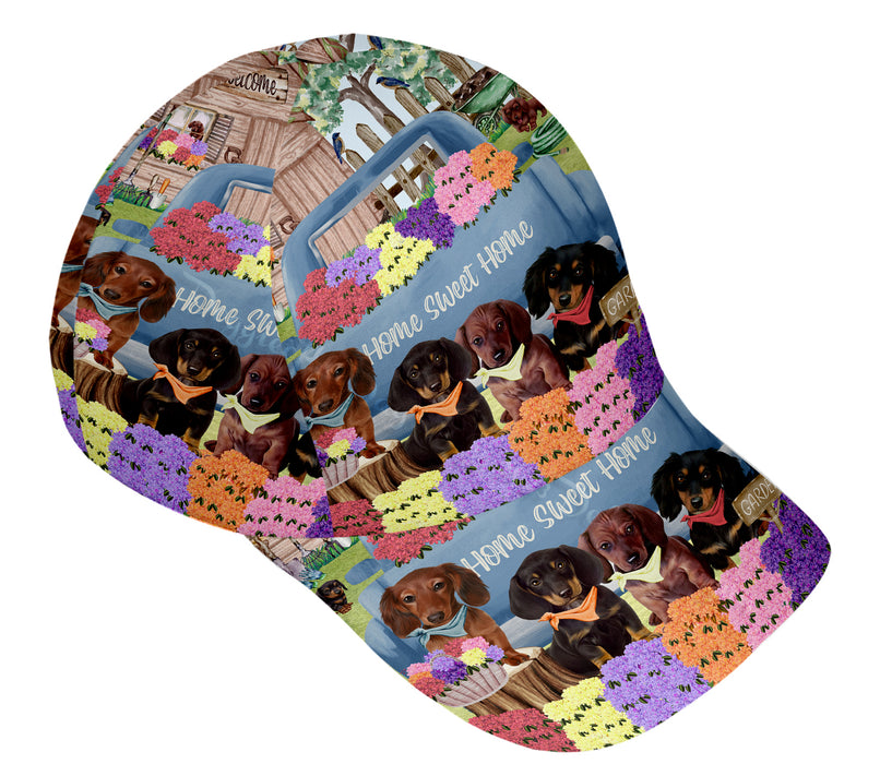 Rhododendron Home Sweet Home Garden Blue Truck Dachshund Dog Peaked Cap All Over Print