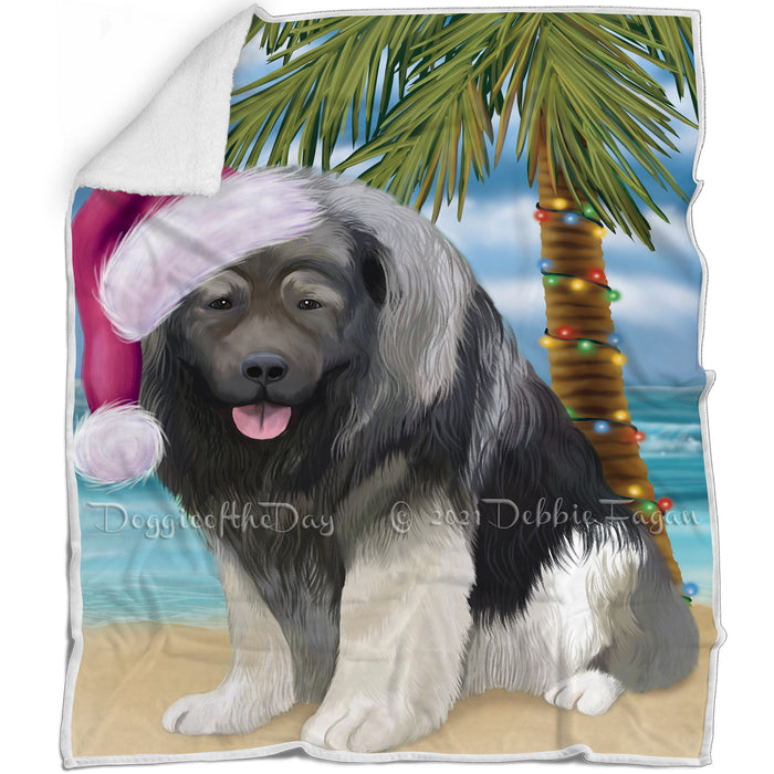 Summertime Happy Holidays Christmas Caucasian Ovcharka Dog on Tropical Island Beach Blanket D165
