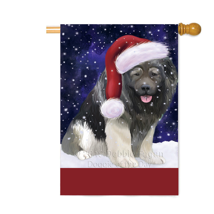 Personalized Let It Snow Happy Holidays Caucasian Ovcharka Dog Custom House Flag FLG-DOTD-A62362