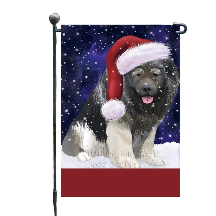 Personalized Let It Snow Happy Holidays Caucasian Ovcharka Dog Custom Garden Flags GFLG-DOTD-A62306