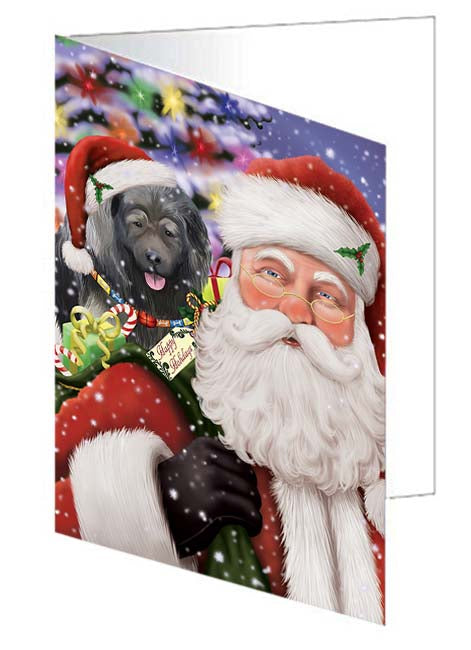 Santa Carrying Caucasian Shepherd Dog and Christmas Presents Handmade Artwork Assorted Pets Greeting Cards and Note Cards with Envelopes for All Occasions and Holiday Seasons GCD71009