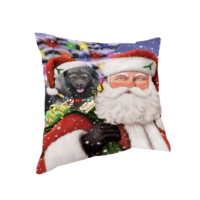 Santa Carrying Caucasian Shepherd Dog and Christmas Presents Pillow PIL70920