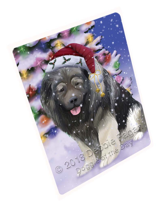 Winterland Wonderland Caucasian Shepherd Dog In Christmas Holiday Scenic Background Cutting Board C72225