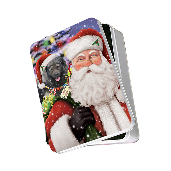 Santa Carrying Caucasian Shepherd Dog and Christmas Presents Photo Storage Tin PITN55441