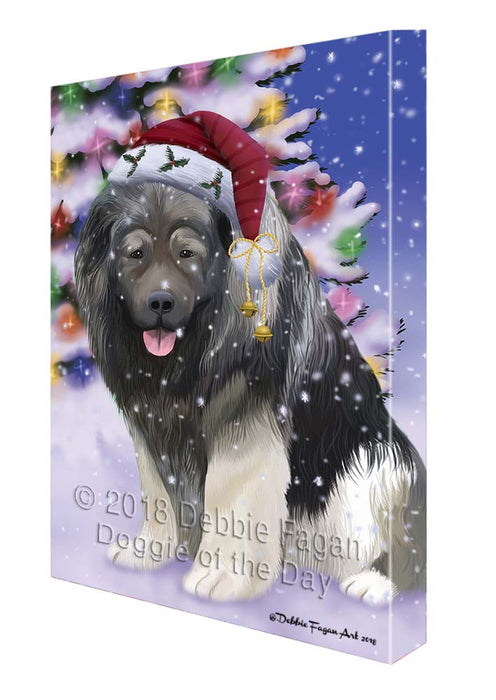 Winterland Wonderland Caucasian Shepherd Dog In Christmas Holiday Scenic Background Canvas Print Wall Art Décor CVS121193