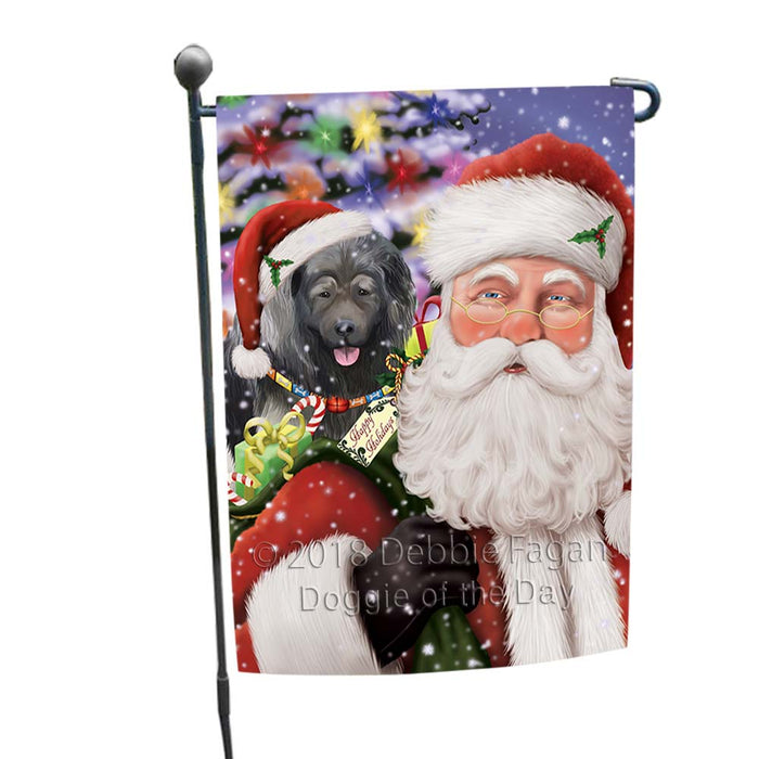Santa Carrying Caucasian Shepherd Dog and Christmas Presents
