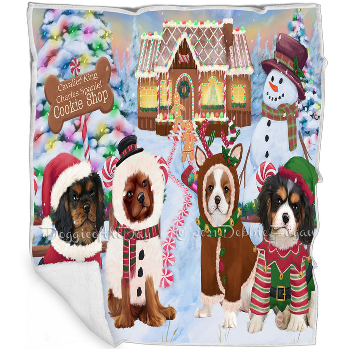 Holiday Gingerbread Cookie Shop Cavalier King Charles Spaniels Dog Blanket BLNKT126930