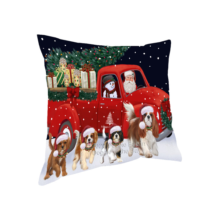 Christmas Express Delivery Red Truck Running Cavalier King Charles Spaniel Dogs Pillow PIL86032