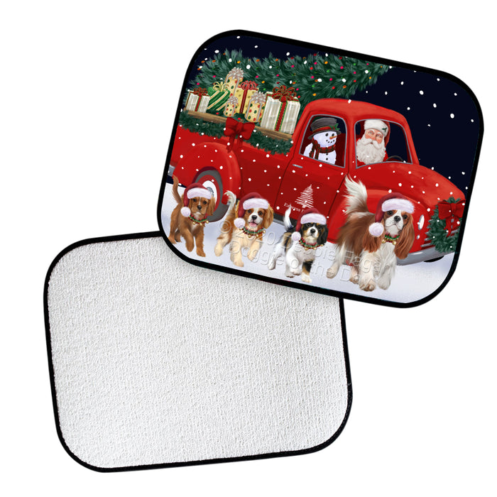 Christmas Express Delivery Red Truck Running Cavalier King Charles Spaniel Dogs Polyester Anti-Slip Vehicle Carpet Car Floor Mats  CFM49441