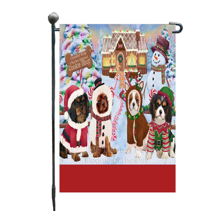 Personalized Holiday Gingerbread Cookie Shop Cavalier King Charles Spaniel Dogs Custom Garden Flags GFLG-DOTD-A59194