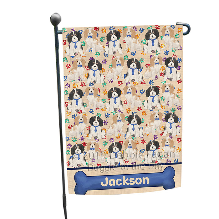 Rainbow Paw Print Cavalier King Charles Spaniel Dogs Garden Flag GFLG65236